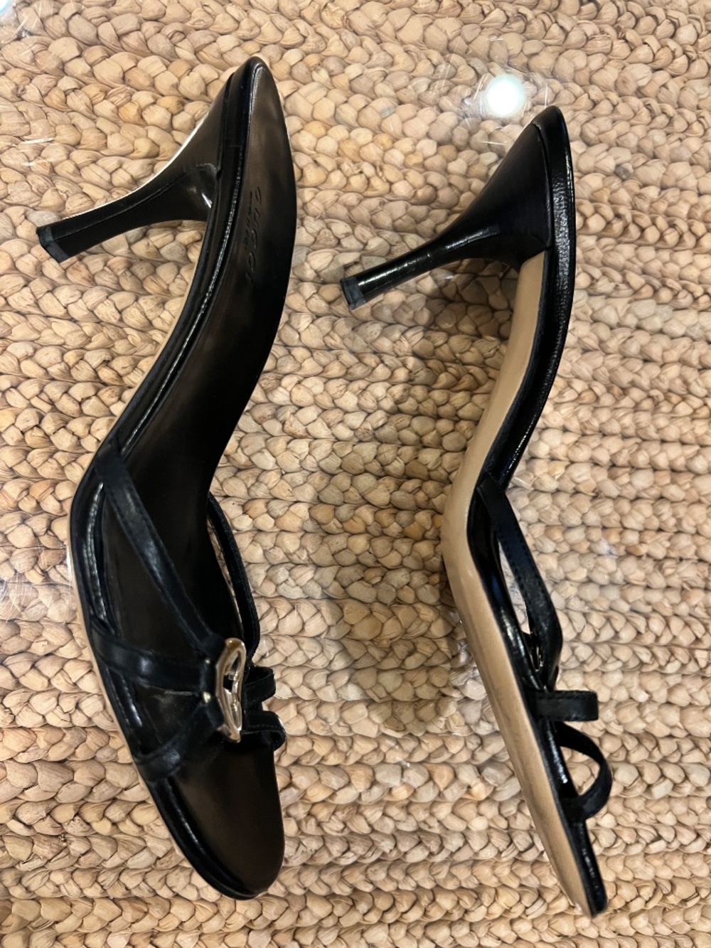 Gucci Gold GG Strap Sandal Heels Sz 6 - Picture 3 of 7